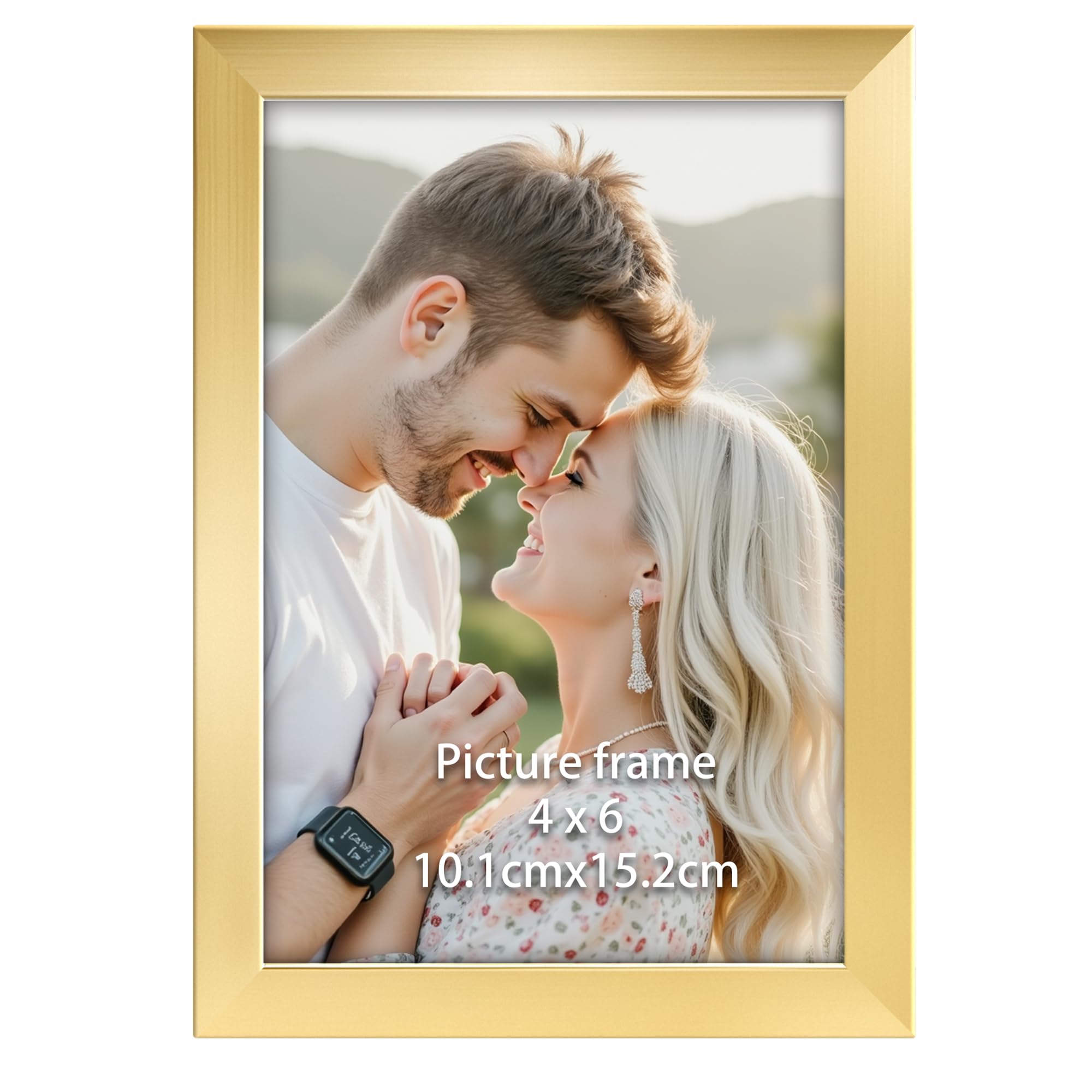 Ditwis Photo Frame 6x4 Gold, Modern Picture Frame for Living Room, Bedroom and Office, Wall or Desktop Display, Vertical or Horizontal