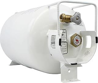 Flame King YSN301HZL 30lb Steel Horizontal Propane Tank Cylinder for Fire Pit Tables, Patio Heaters, Barbeques, RVs, and Truck Campers, 30-Pound, White