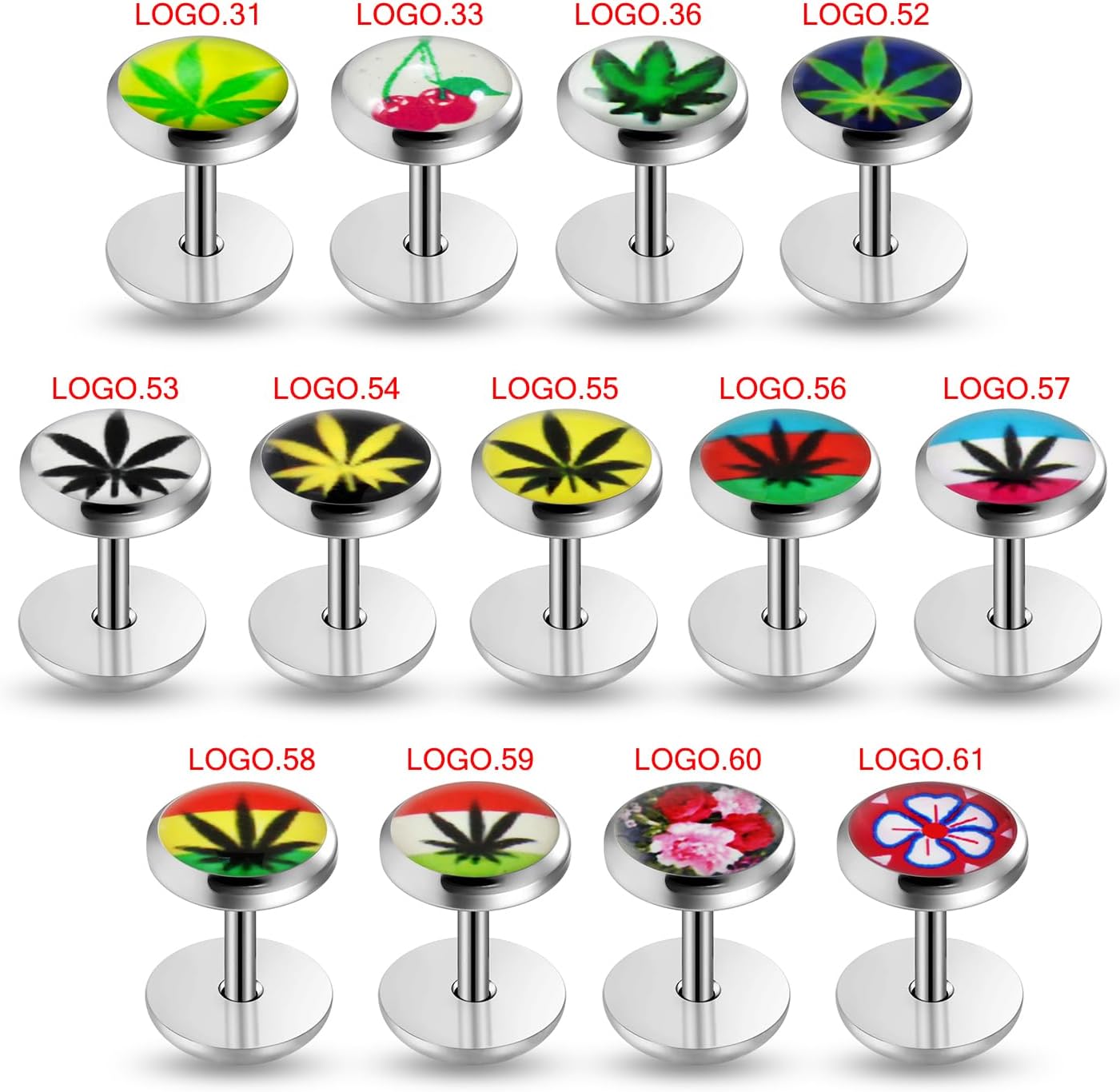Leaf Logo Picture Top 16 Gauge 316L Surgical Steel Fake Ear - Fauxs Plug - Gauge Earring Body Piercing Jewelry