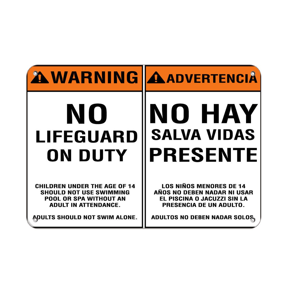 Aluminum Horizontal Metal Sign Multiple Sizes Warning No Lifeguard Use Swim Under Age 14 with an Adult B White Pool Rules Border Weatherproof Street Signage 24x18Inches