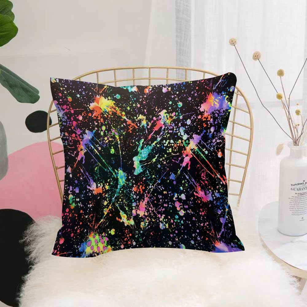 HYMSXW Cushion Cover,Throw Pillow Case Home Decorative for Living Room Bedroom Sofa Chair 20X20 Inch,Colorful Paint Splatter,Pillowcase 50X50cm