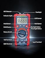 Vista 7 de AstroAI Probador de Multímetro, TRMS 4000 Cuentas Voltímetro de Rango Automático Ohmímetro Digital 1.5v/9v/12v Probador de Voltaje de Batería Mide