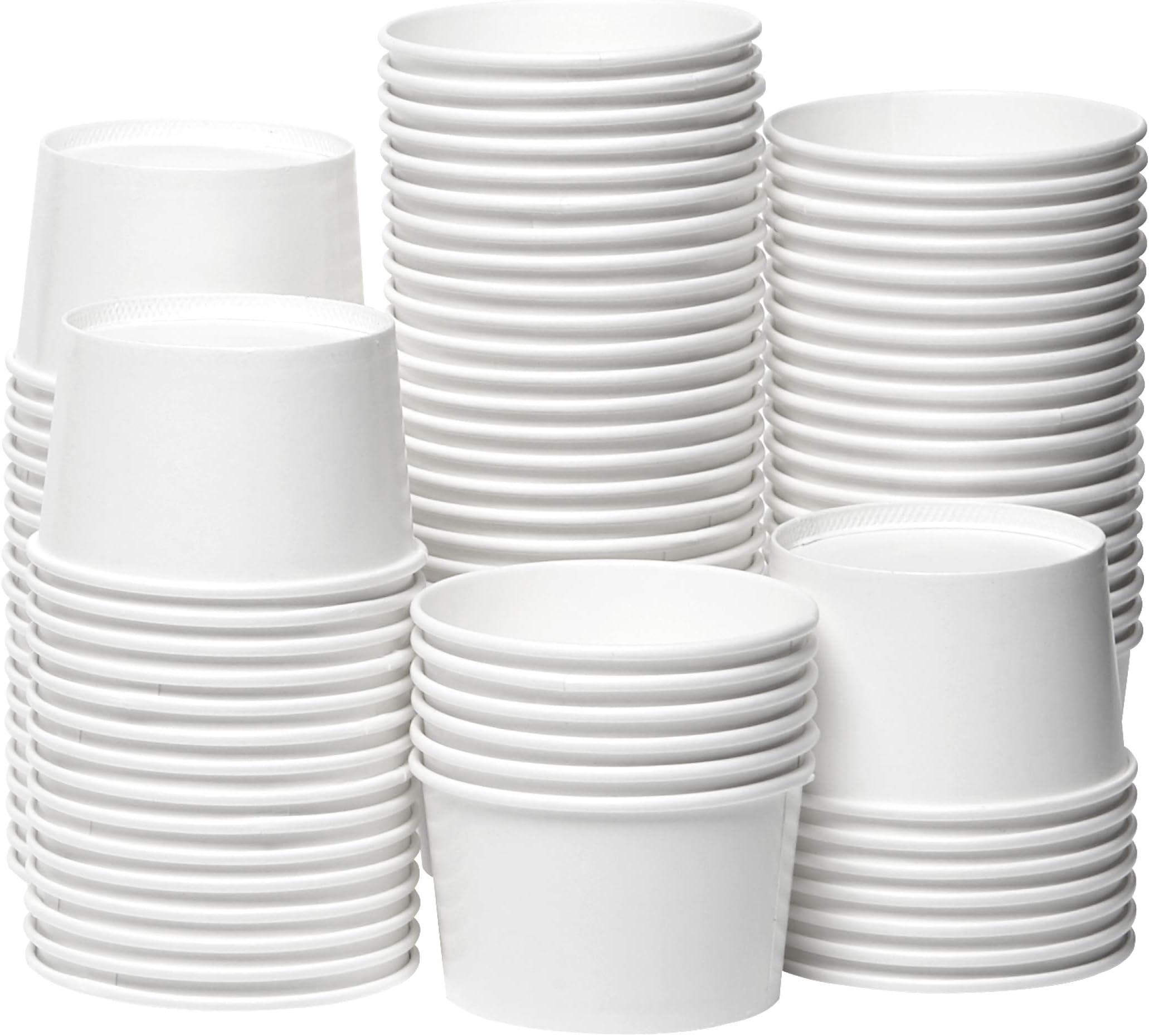 [12 oz, 100-Count, White Paper Disposable Ice Cream Cups, Dessert Bowls