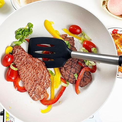 Miniatura 2 de Juego de 2 espátulas de silicona (sólido + espátula ranurada)  Alta resistencia al calor, libre de BPA, antiadherente, seguro para peces,