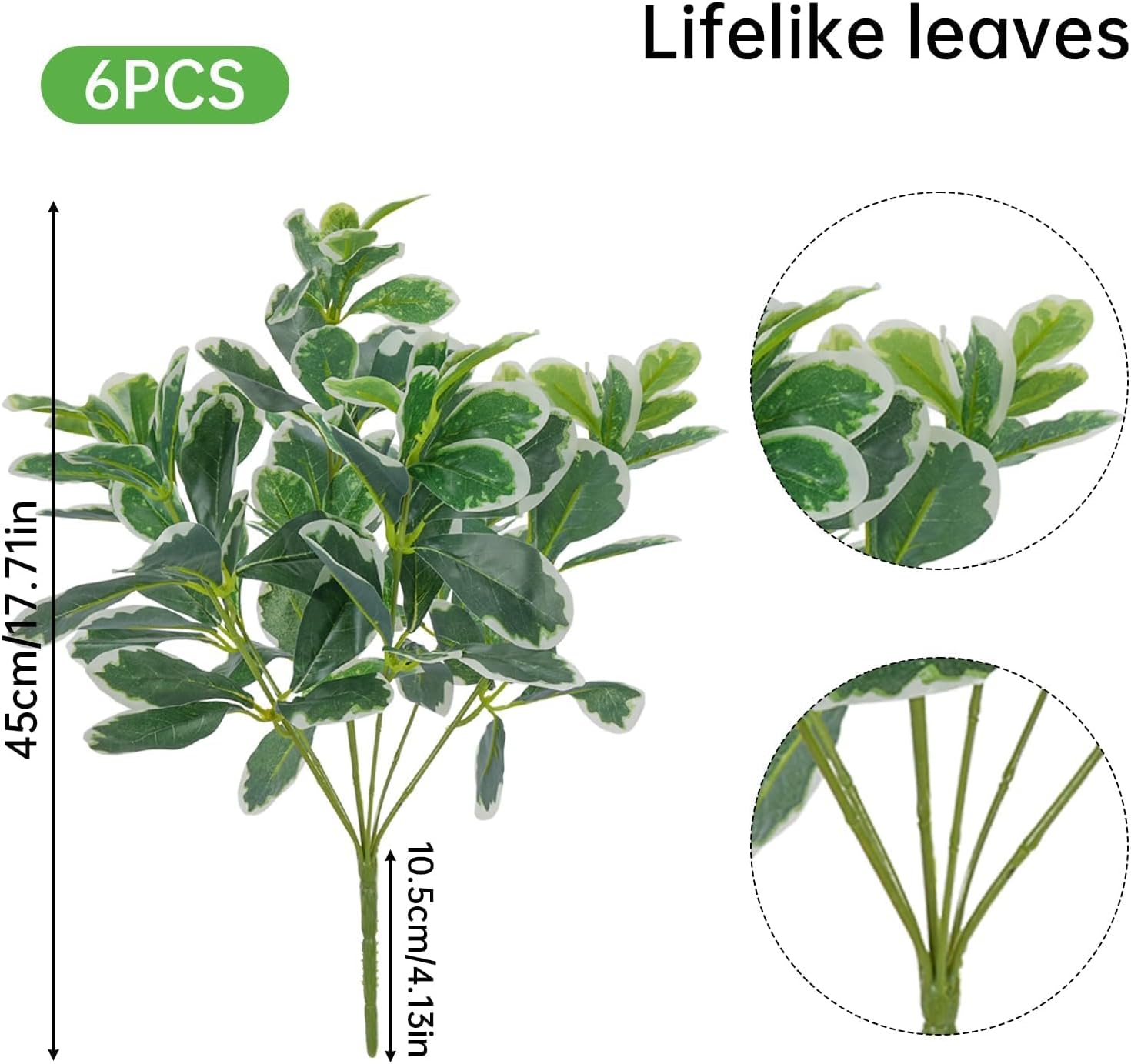 GTIDEA Faux Plants Outdoor Artificial Greenery 6Pcs Faux Greenery for Planters Fake Bushes Shrubs for Window Box Indoor Outside Garden Front Patio Yard Porch Décor