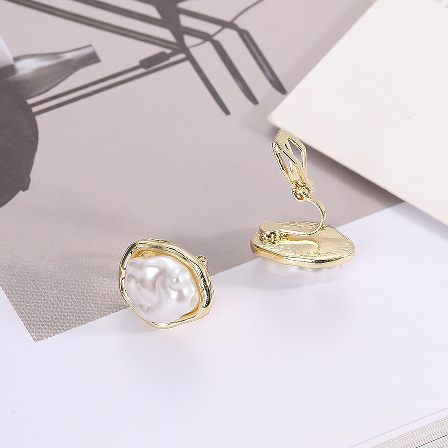 Clip On Earrings for Non Pierced Ears, Gold Tone Lightweight Clip-On Earrings for Women, Vintage Style Jewelry for Everyday Wear - Image 6