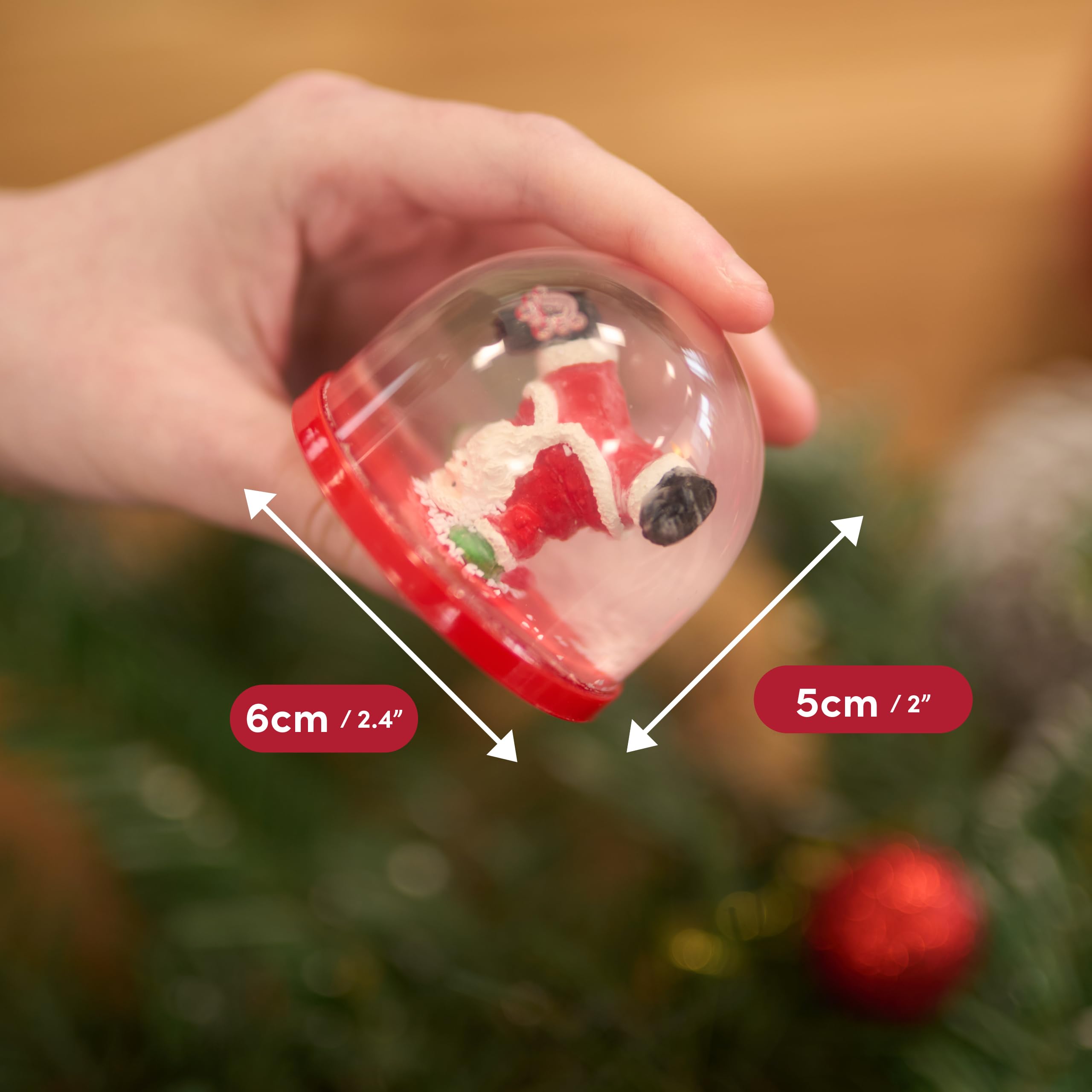 THE TWIDDLERS - 4 Mini Christmas Snow Globes in Xmas Designs for Stocking Fillers, Party Gift Bags, Festive Ornaments and Decorations for Kids & Adults - 6cm Globes (2 Snowmen & 2 Santa) - Image 3