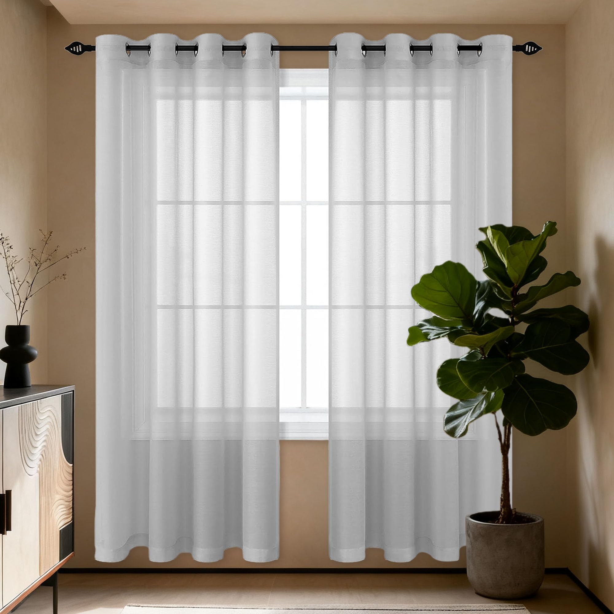 Voilage fenêtre 300x295 rideau salon lumière filtrer oeillets moderne
