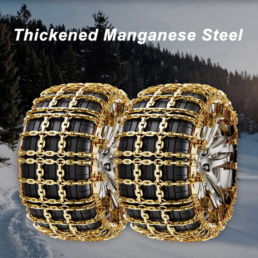 Lot de 8 chaînes à neige antidérapantes en acier pour pneus de voiture - Pour urgence, neige, glace, boue, sable, sol - Convient pour une largeur de pneu de 165 à 205 mm
