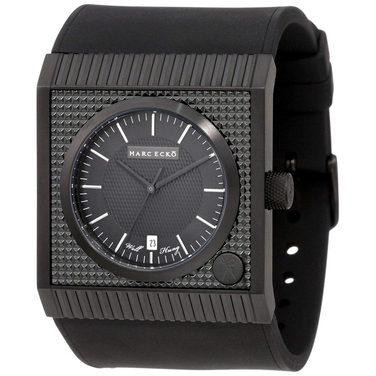 Marc Ecko Orologio Unisex Al Quarzo Con Cinturino In Silicone, Modello E06511M3, Cassa Nera 42 Mm, Quadrante Analogico