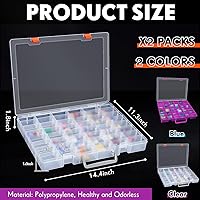 Vista 2 de Juexica 2 piezas Caja organizadora de almacenamiento de joyería de plástico grande con 48 rejillas, caja de aparejos, contenedor organizador