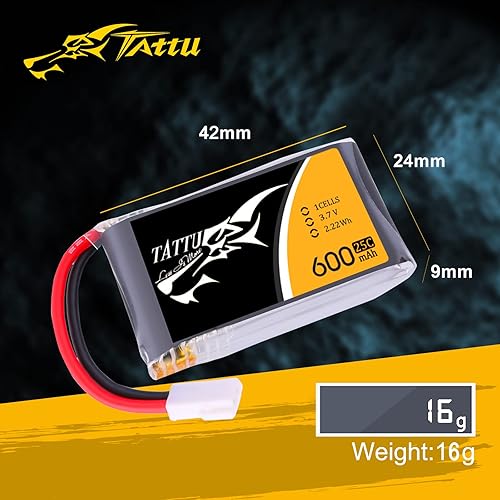 Miniatura 2 de 6 piezas Tattu 37V 600mAh Paquete de baterías LiPo 25C 1S con conector Molex Enchufe para Syma X5X5C X5SW dron cuadracóptero