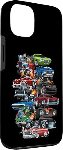 Vista 3 de Funda para iPhone 13 Hotrods, autos clásicos, coches musculosos y carros de carreras