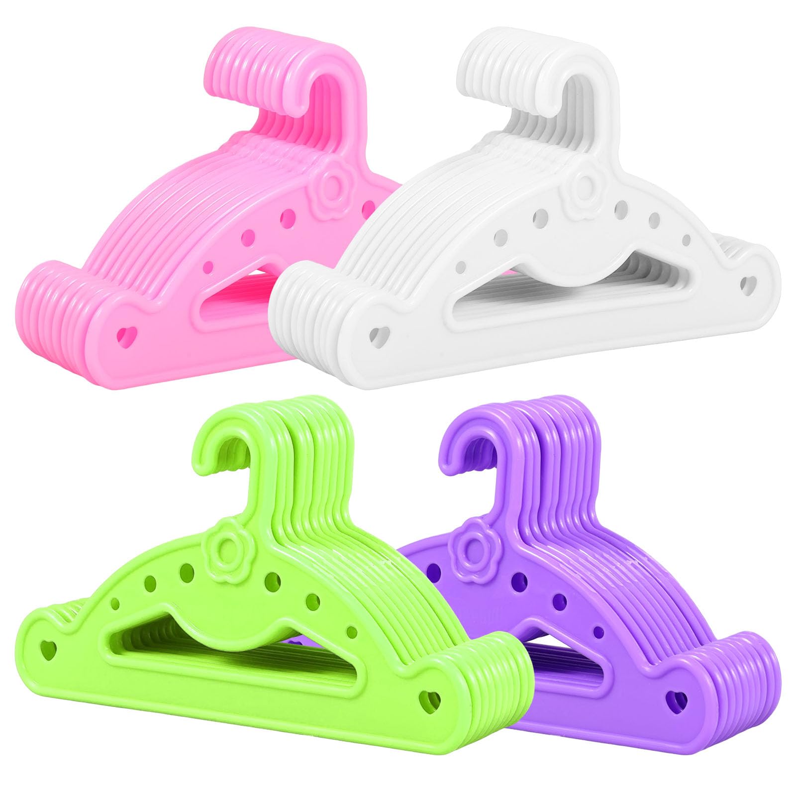 Eyoulife Pink Purple Green White 40 Pcs Doll Hanger Plastic Doll Clothes Hanger Functionality With Aesthetic Appeal