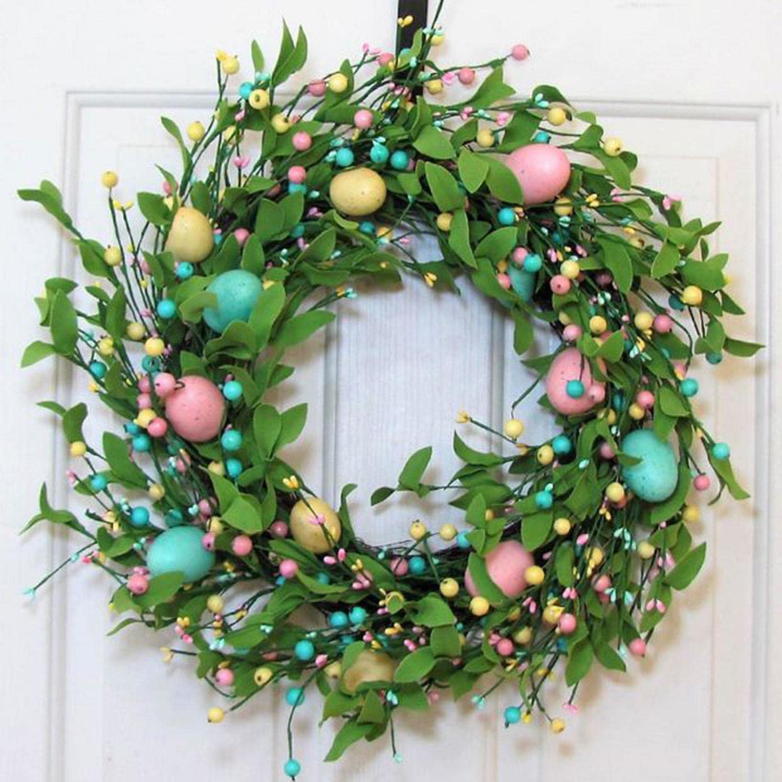 Corona Redonda de Pascua, Colgante de Primavera para Puerta Principal, Guirnalda de Flores Artificiales para Porche, Celebr, estilo yo, tal como se describe