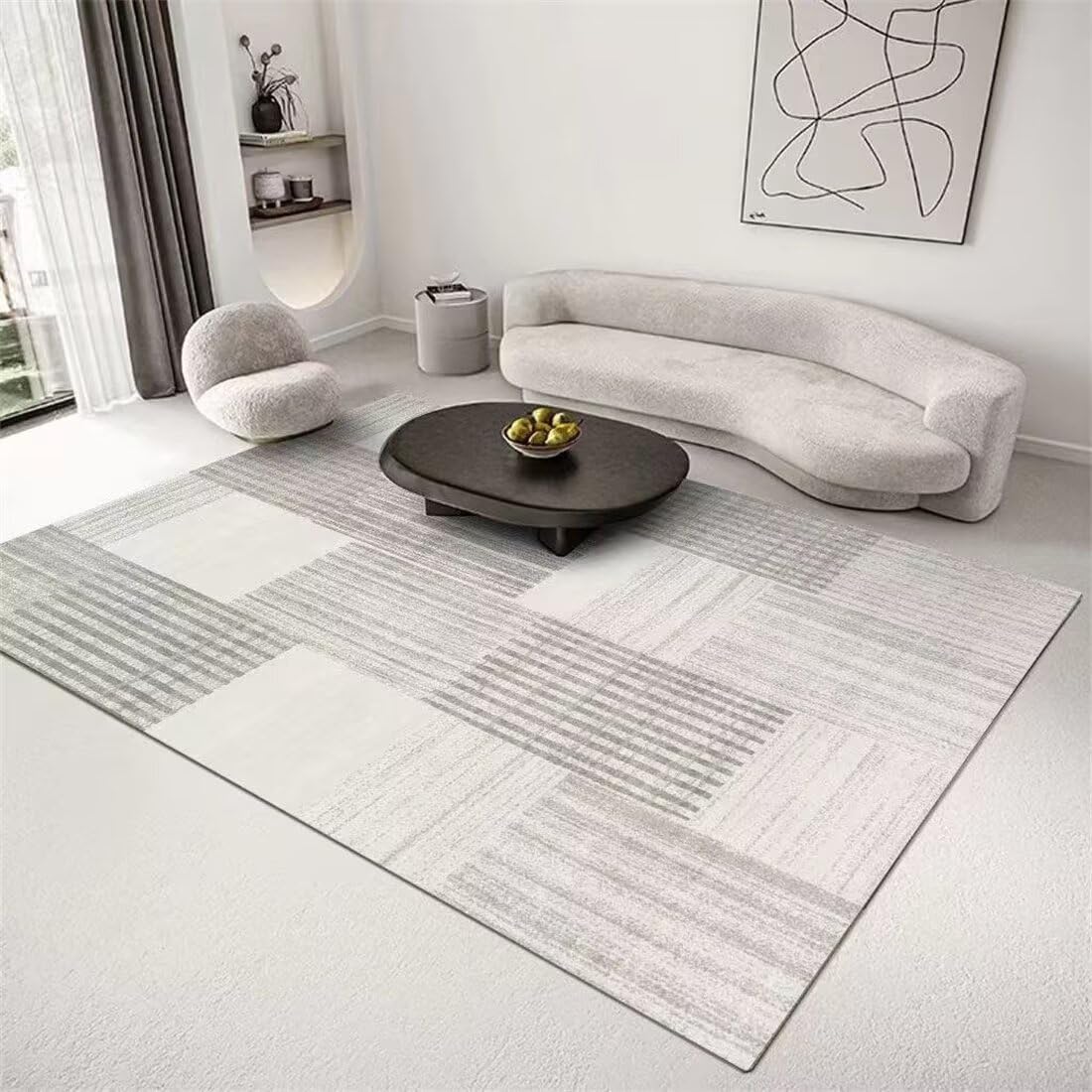 Tapis de chevet doux et confortable gris multi-taille maison