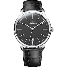LOBINNI Ultra-Thin Mechanical Automatic Watch for Men - 7.9mm Slim Case,Sapphire Crystal,Calendar,Genuine Leather Strap,Water Resistant,Dress Wristwatch