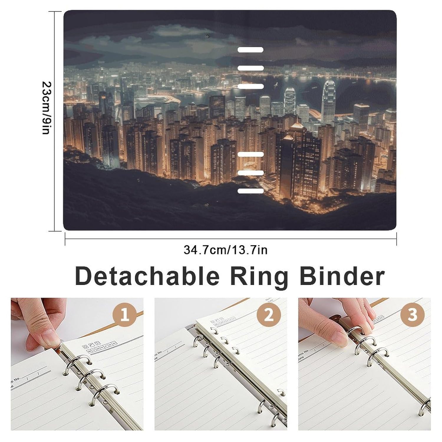 FekiLoot Hong Kong Refillable Notebook A5 Leather Loose Leaf Notebooks 6 Ring Binder Subject Notebook Spiral Writing Journal Composition Planner Notebook for Business Travel Personal