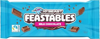 Feastables MrBeast Milk Chocolate Bar, 60g Each, Pack of 10 – Creamy and Smooth Texture, Made with Simple Ingredients, Great for Everyday Treats or Gifting