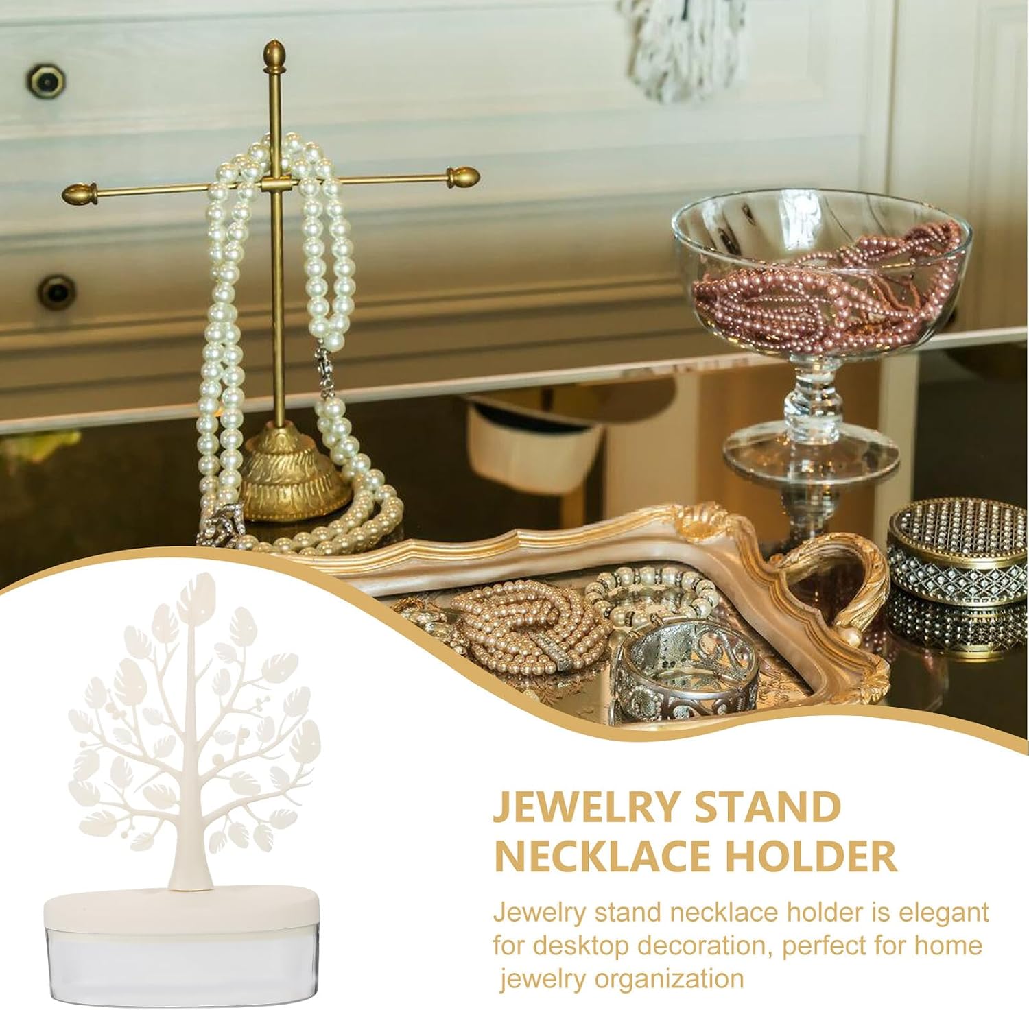 Ipetboom White Plastic Jewelry Tree Display Stand for Rings and Earrings image 2
