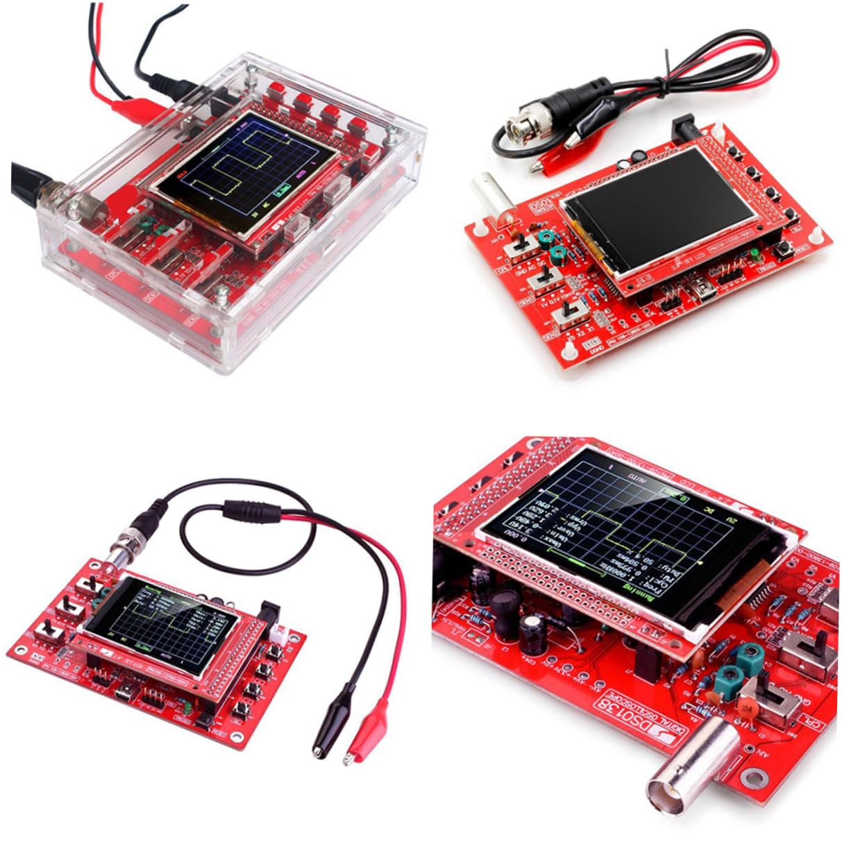 Kit de Osciloscopio Digital Tft con Carcasa de Acrílico para Bricolaje y Proyectos Electrónicos como Osciloscopio de Bricolaje y Kit de Sonda Digital