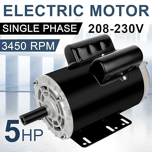 Miniatura 3 de Motor eléctrico monofásico del compresor de aire 5HP 3450RPM 208V-230V 7/8 "diámetro del eje, marco CCW 56HZ, 2 polos