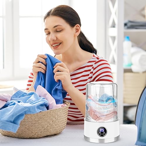 Miniatura 6 de Lavadora de ropa, dispositivo de ropa interior portátil, máquina recargable de limpieza de 1 litro con modos para sujetadores, calcetines, prendas,