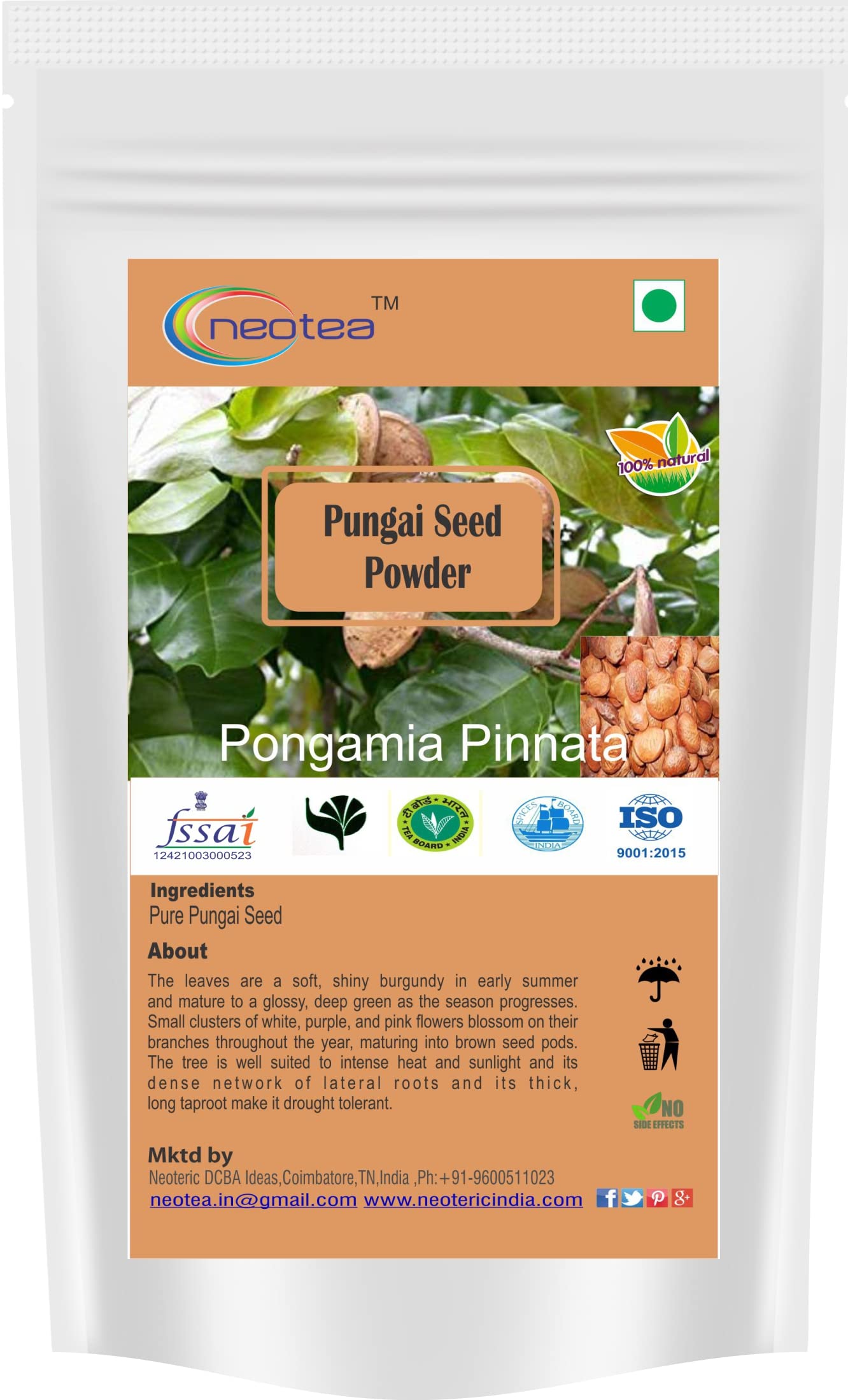 Neotea Pungai Pongamia Pinnata Seed Powder 300 GM pack of 1 (B081HCRL47) Amazon Price History, Amazon Price Tracker