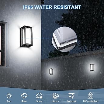 ledmo Outdoor Wall Lights Fixture with LED Beads 6000K 1800LM Waterproof Anti-Rust Christmas Lights Aluminum Acrylic Shade Modern Exterior Lighting for House Front Porch Patio 6 Pack