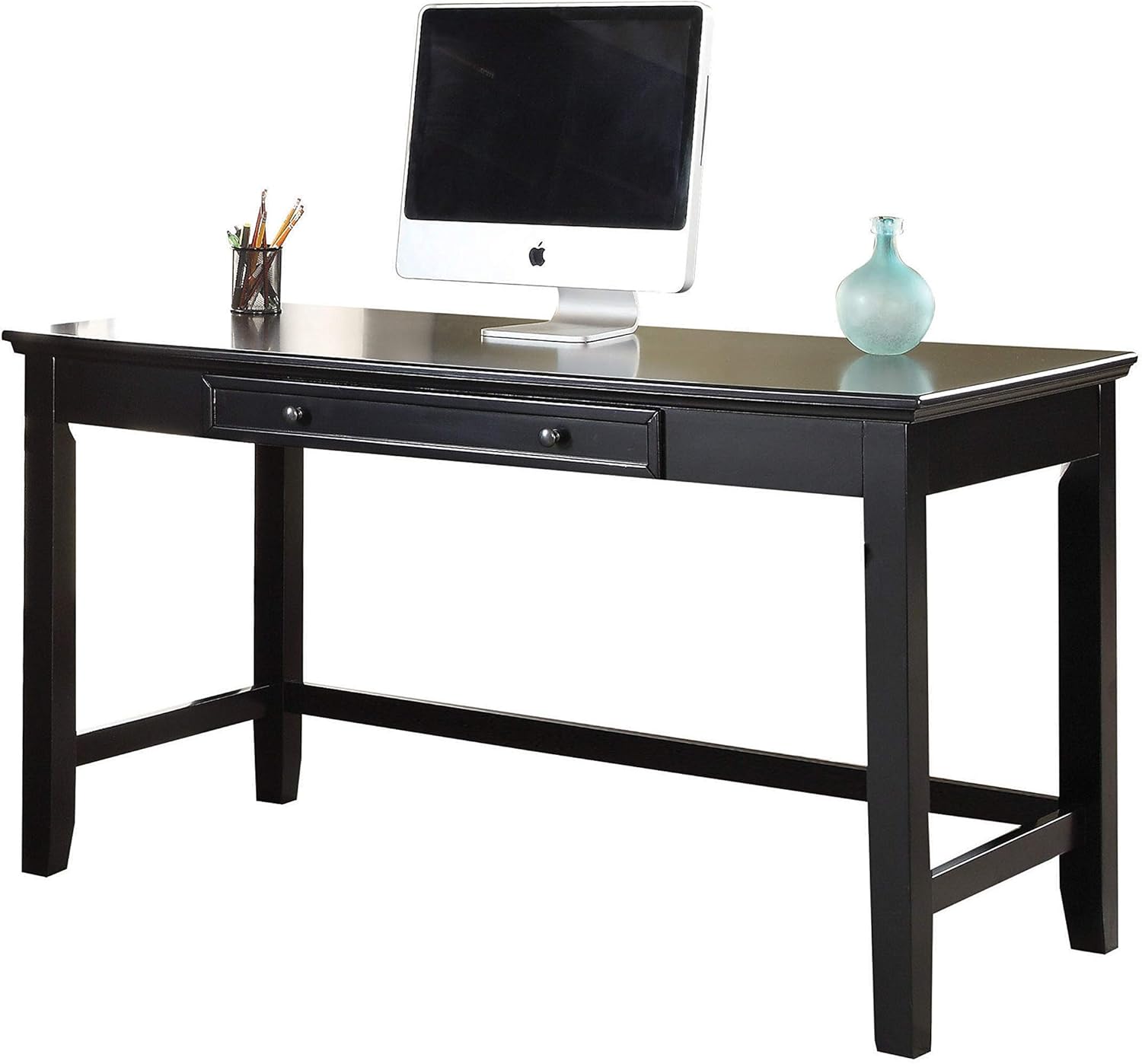 Benjara Benzara Wooden Desk with Keyboard Drawer, Black