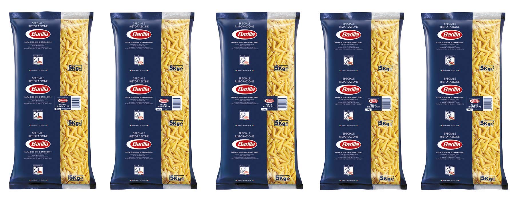 5x Barilla Penne Rigate Ristorante No. 73 Italian Pasta 5kg pack