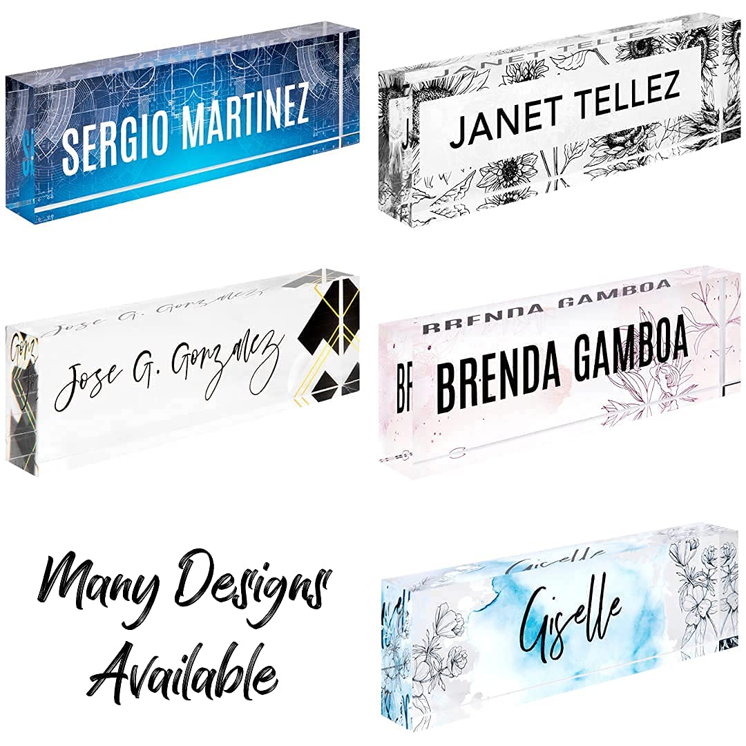 Personalized Leopard Print Desk Name Plate - 8" X 2.5" Acrylic Custom Name Sign For Office, Teacher, Boss