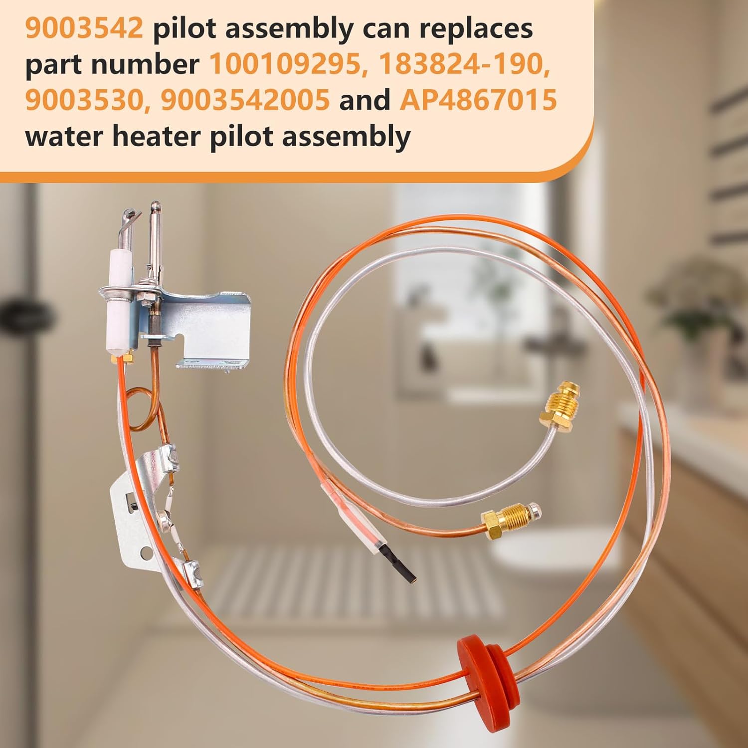 9003542 Pilot Assembly Compatible with Reliance, A.O.Smith, Kenmore, State GS and GSX Water Heater, 100109295, 9003542005, 183824-190 Replace Water Heater Thermocouple, Water Heater Replacement Parts