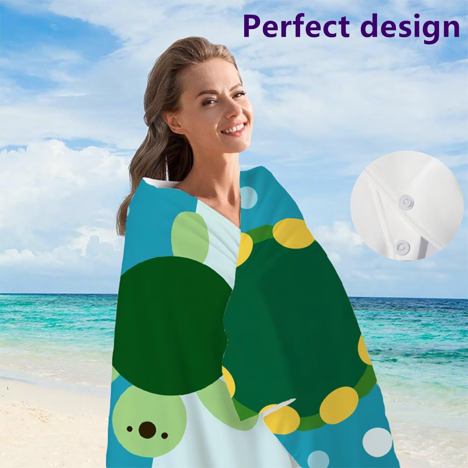 Toalla Playa Grande 80x180 cm, Microfibra Toalla Gimnasio De Secado Rápido, Toallas Baño Sin Arena, Toallas Playa Compacta Hombre Mujer Niños para Deportes, Natación con Bolsa (Tortuga Verde) G1-1121