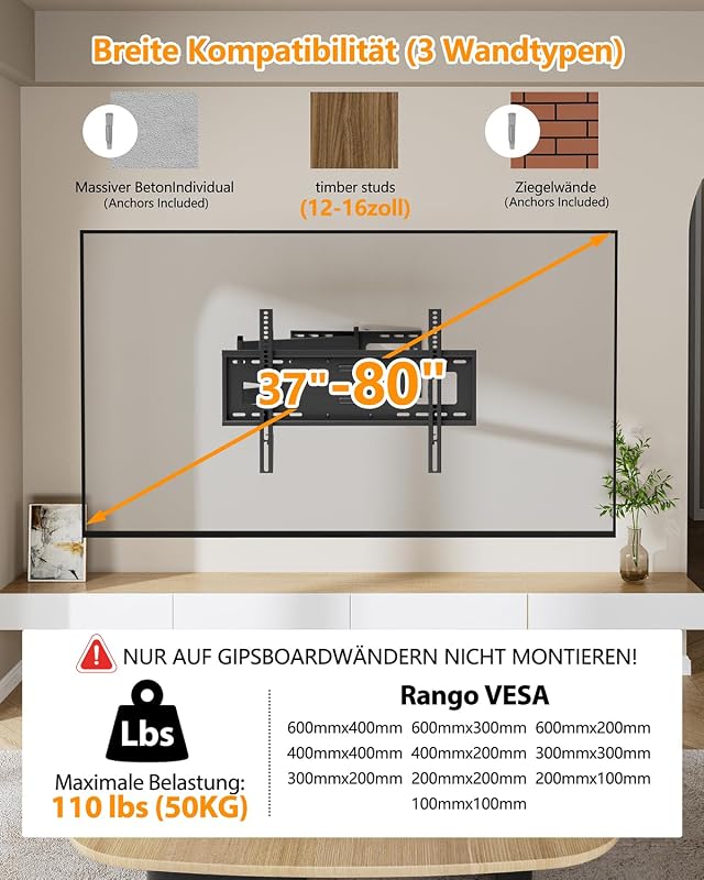 FORGING MOUNT TV Fali Tartó 32-80" Képernyőkhöz, 1090mm Hosszú Kinyúló Karral, 45kg Teherbírás, Dönthető, Forgatható, VESA 600x400mm