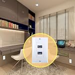 4.2A USB 3.0 Receptacle Outlets Wall Plates Panel, Haokiang 2 High Speed USB 3.0 Charging Dual Female Port Wall Plates Included, Size 115 MM x 70 MM