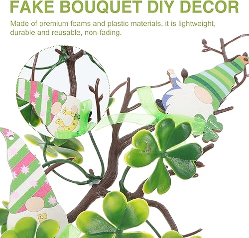 Miniatura 8 de Angoily 2 piezas de ramas del día de San Patricio, palillos de hojas de trébol, florero, arreglos de flores para el día de San Patricio, ramo para