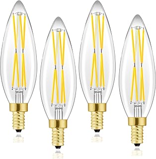 XININSUN E12 Edison Candelabra LED Bulb,100W Equivalent Dimmable Chandelier Light Bulbs,8W 4000K Daylight White 800LM B10 Vintage LED Filament Candle Light Bulb with Decorative,4.85in,4 Pack