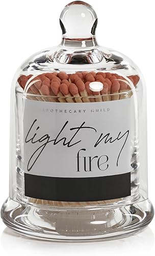 Zodax Apothecary Guild Light My Fire Matches con cúpula de cristal, 3 pulgadas150 unidades, palo natural con punta naranja