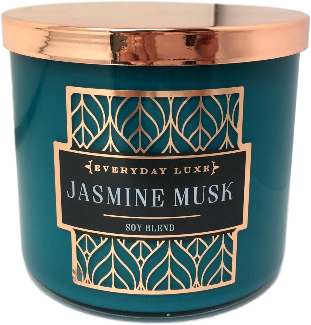 Everyday Luxe Jasmine Musk Scented Highly Fragranced 3 Wick Soy Blend Candle