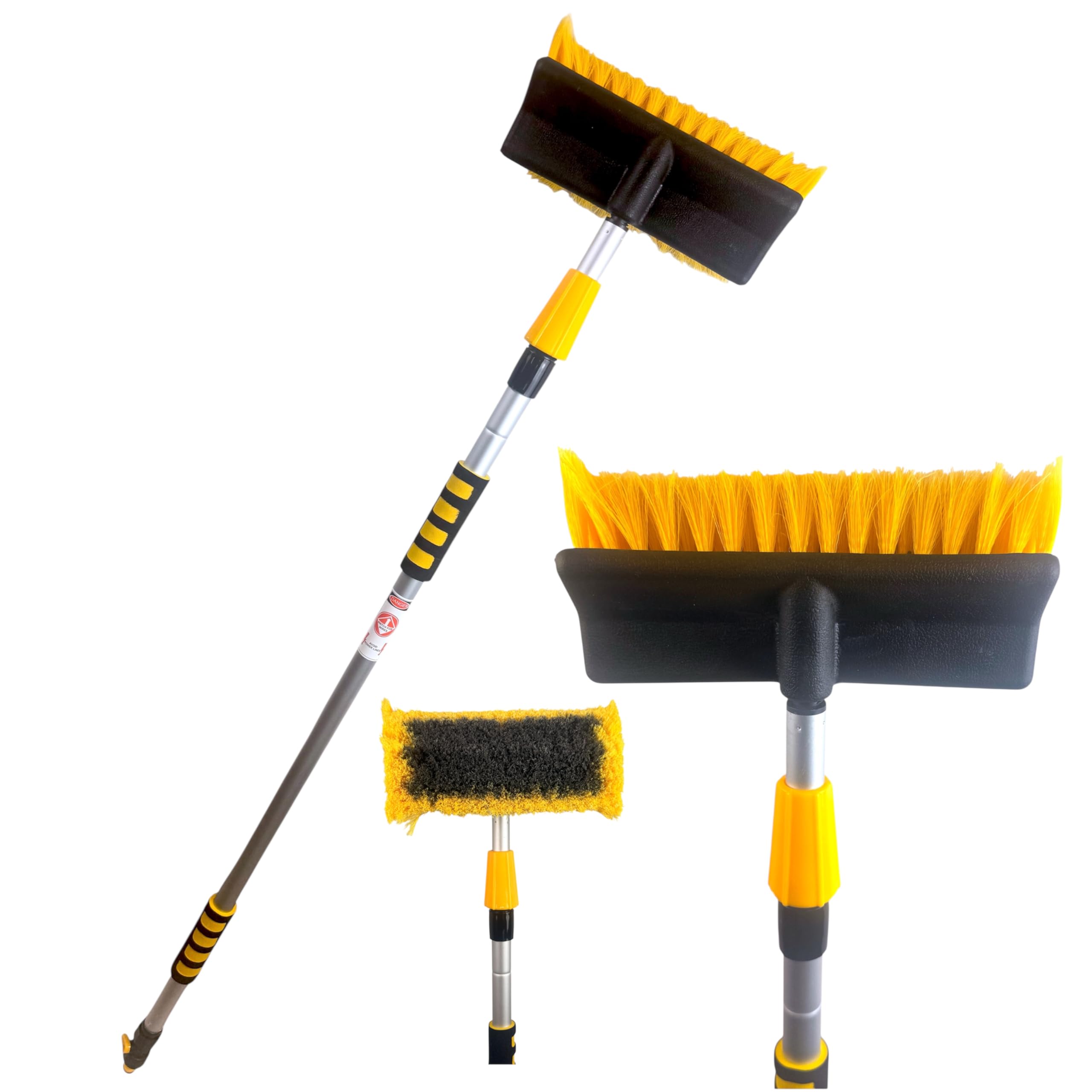 Water Flow Extendable Car Wash Brush with Telescopic Handle, 2 Section Pole - 2m Extendable Soft Bristles, Car Cleaning Kit with Built-In Hose for Cars, Vans, Lorries, and Caravans, Lightweight - 4