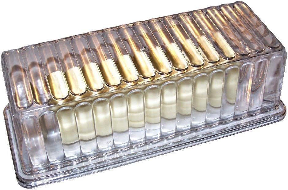 NEW CLEAR PLASTIC BUTTER DISH FOR COUNTER WITH LID TEXTURED SINGLE STICK BUTTER DISH