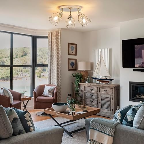 Miniatura 8 de Lámparas de cocina Lámpara de techo multidireccional de 3 luces con base E26, montaje empotrado ajustable para pasillo, granja, cocina, comedor,