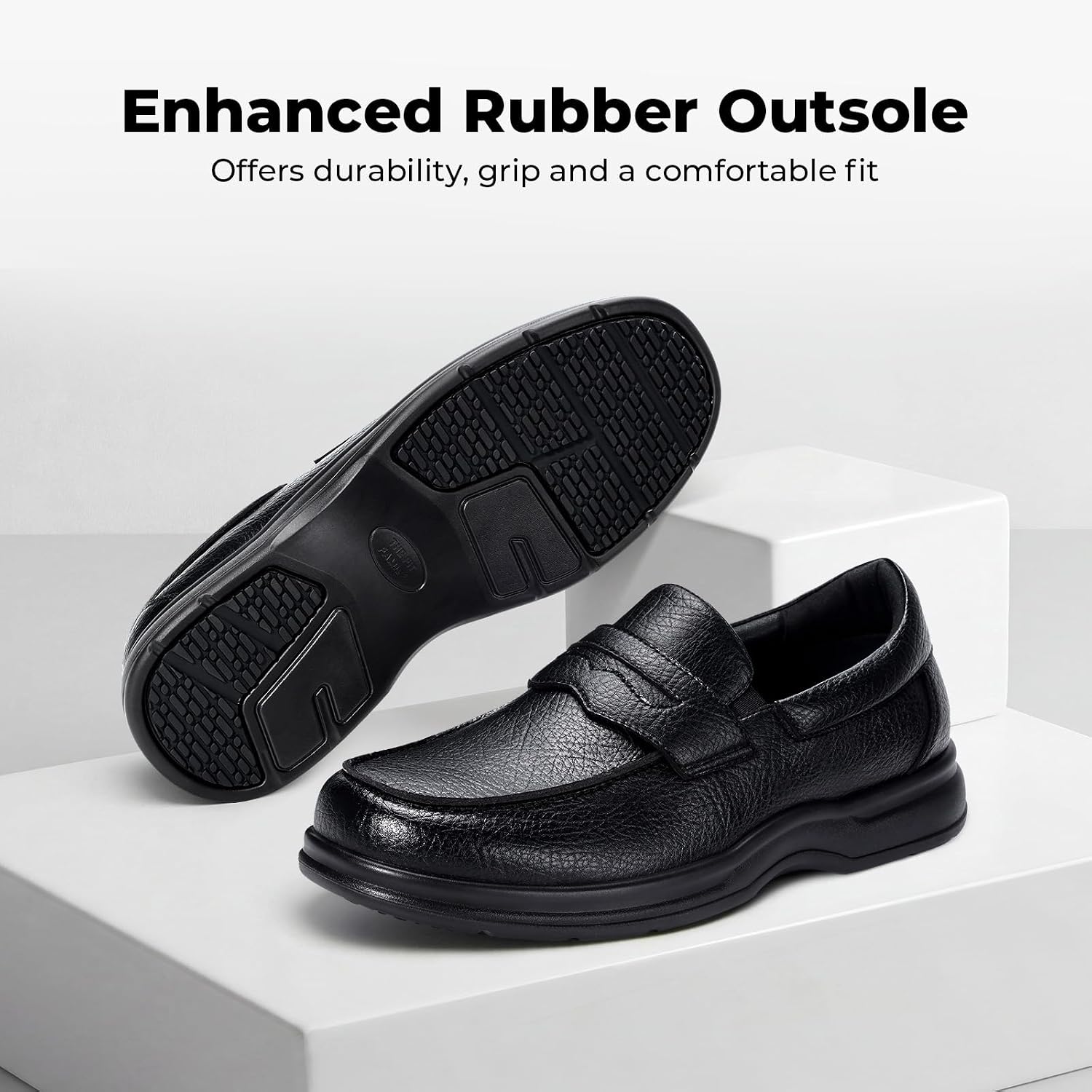 FitVille Slip-on Dress Shoes for Men Wide Width Penny Loafers