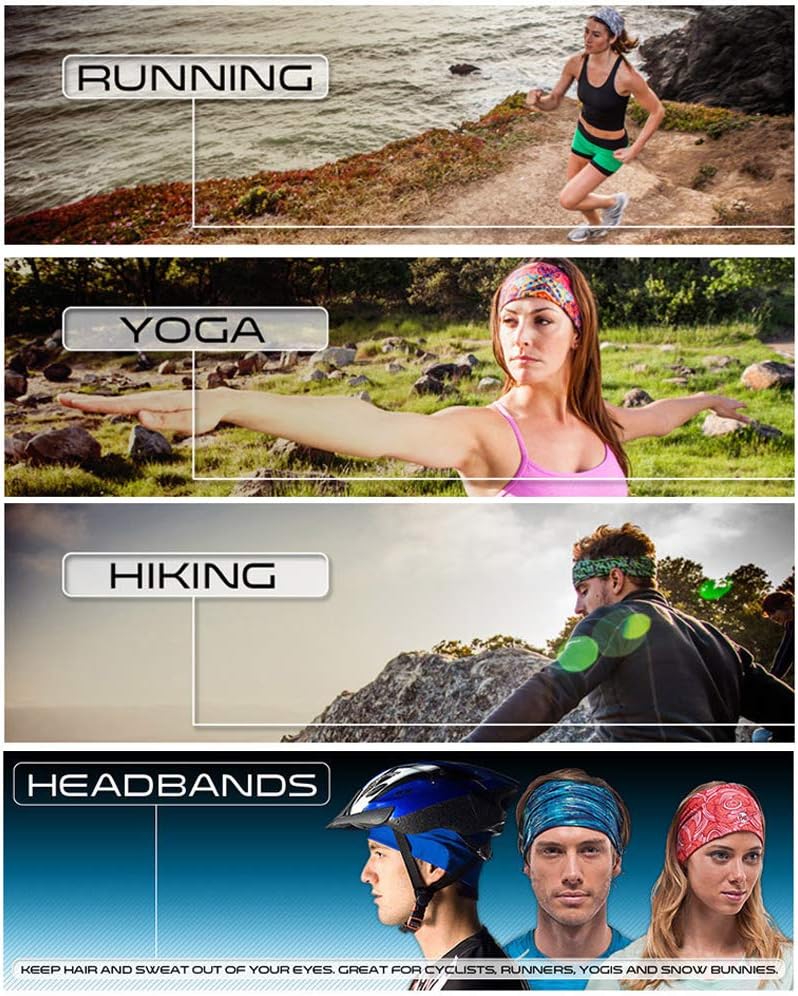 12PCS/9PCS/6PCS Headband Bandana - Face Shield Headwrap Scarf Neck Gaiter Hair Band image 4