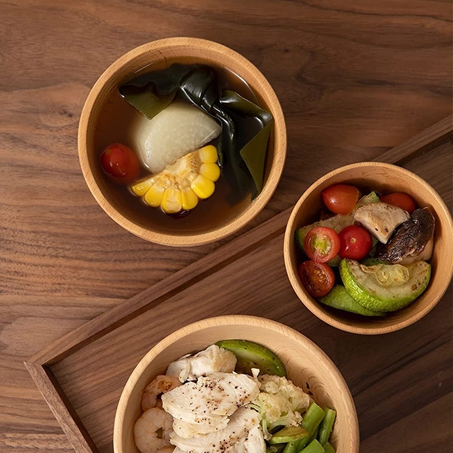 Ensaladera de madera para frutas, Platos for servir artículos for el hogar, utensilios de cocina madera for, sopa fideos, Ramen, utensilio(6x14cm)