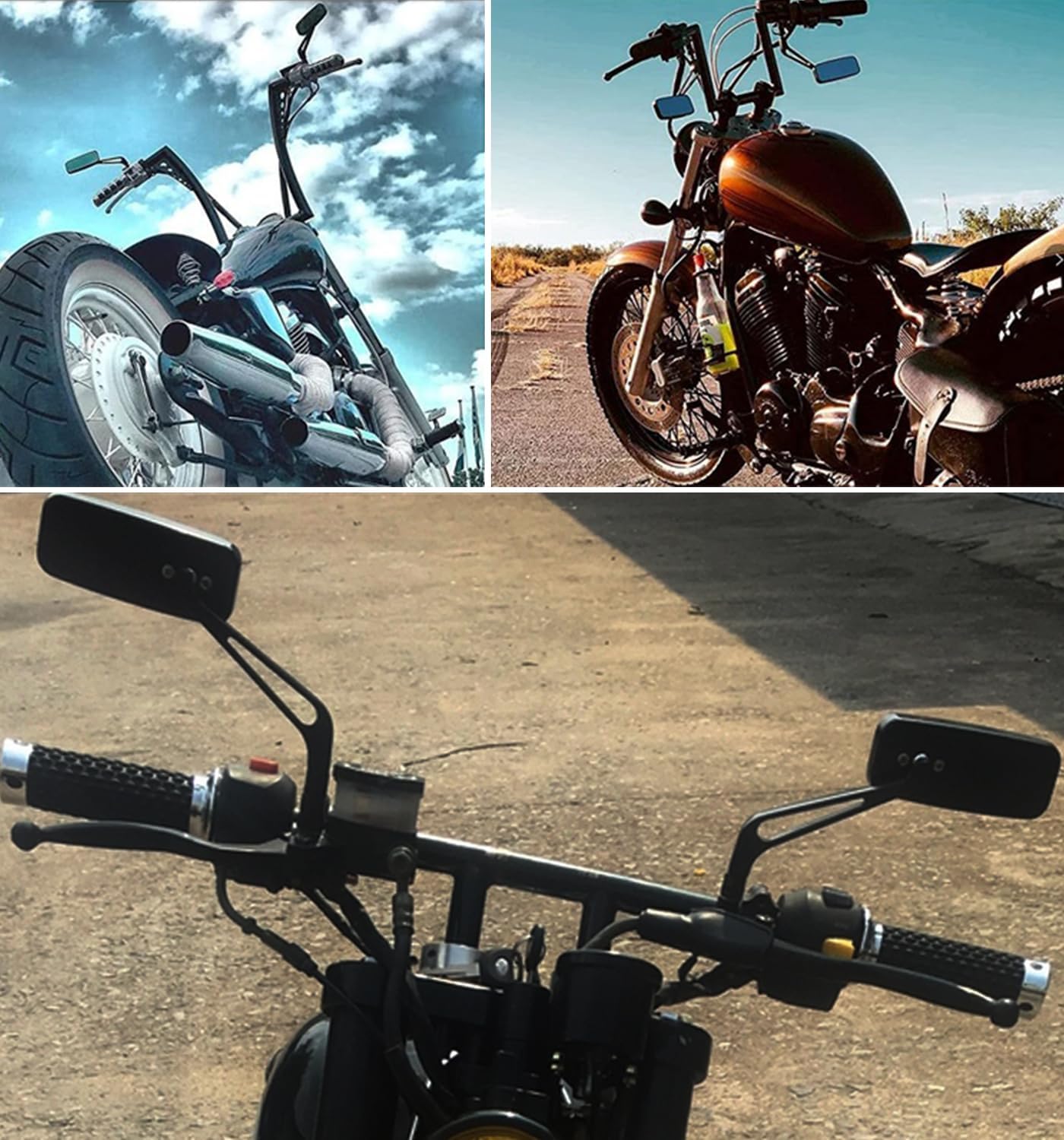 Motorcycle Rearview Mirror Black Rectangle Side View Mirrors Compatible with Dyna Sportster Softail Road King Street Glide Road Electra Glide