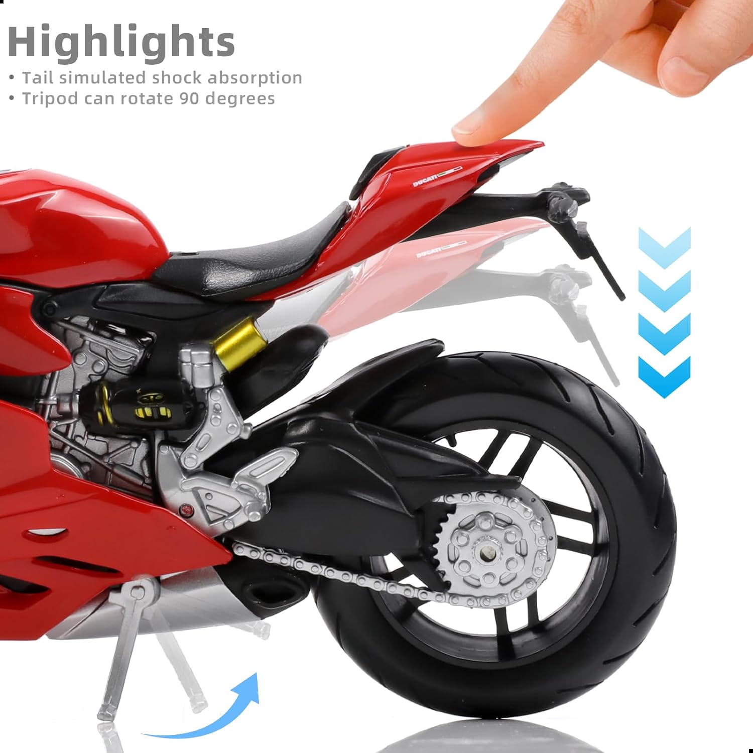 1:12 Motorcycle Model for Ducati 1199 Panigale Alloy Diecast Motorcycle Model Toy Mini Moto Gift（Red）