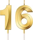 BBTO Birthday Candles Number Candles Cake Topper Decoration for Birthday Wedding Anniversary Celebration Supplies(Gold,16th)