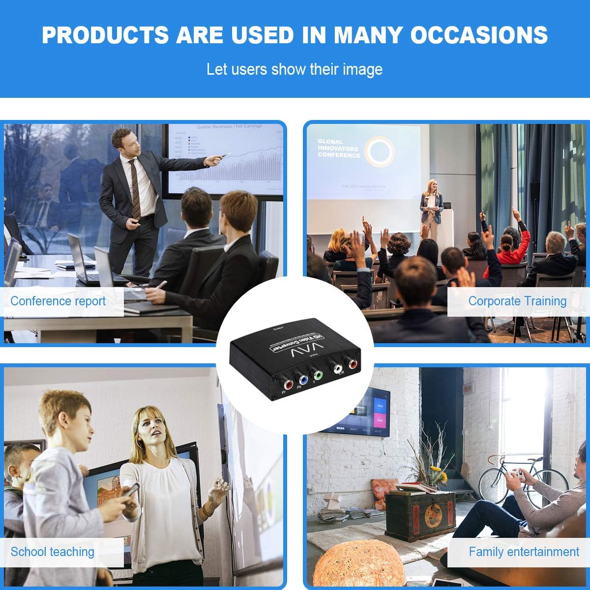 Popular Component to HDMI Adapter, YPbPr to HDMI Coverter, 5 RCA to HDMI Coverter, Supports 1080P Video Audio Converter Adapter HDMI V1.4 for DVD/PSP/Xbox360 to HDTV Monitor